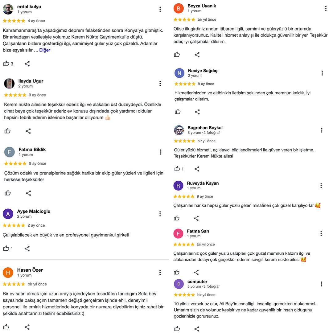 Şimdi ki Google Yorumlarımız